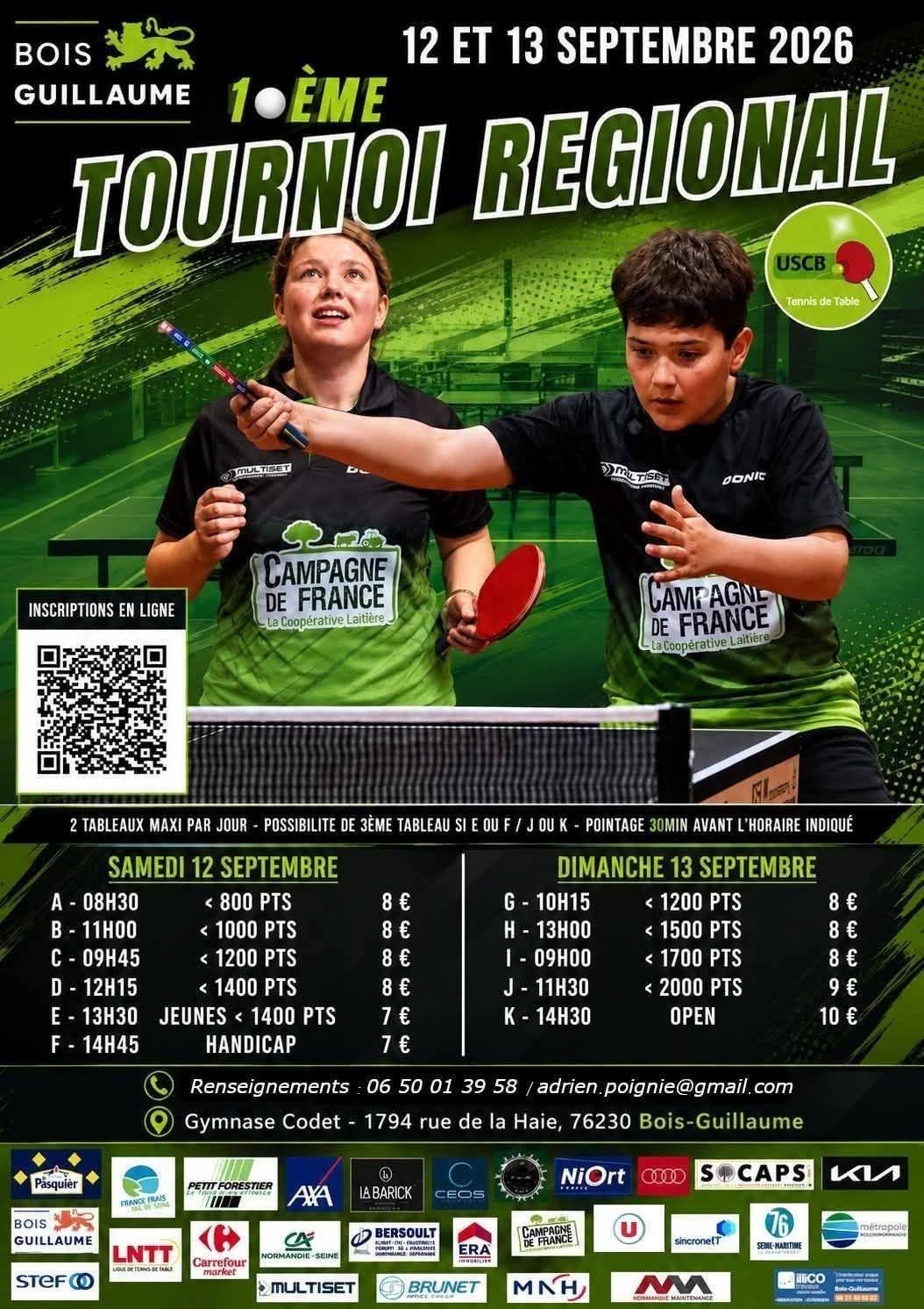 Affiche de l'événement de l'AS Orival Tennis de Table